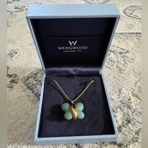 Wedgwood Gold and Green Butterfly Necklace